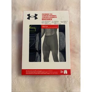 Under Armour Boxerjock Boxer Briefs Size M 3 Pack Underwear 6" Inseam Black Gray